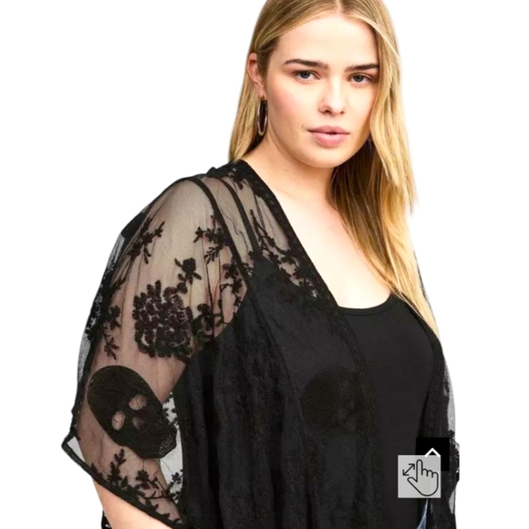 torrid | Sweaters | Torrid One Size Fits All Black Lace Skull Ruana ...